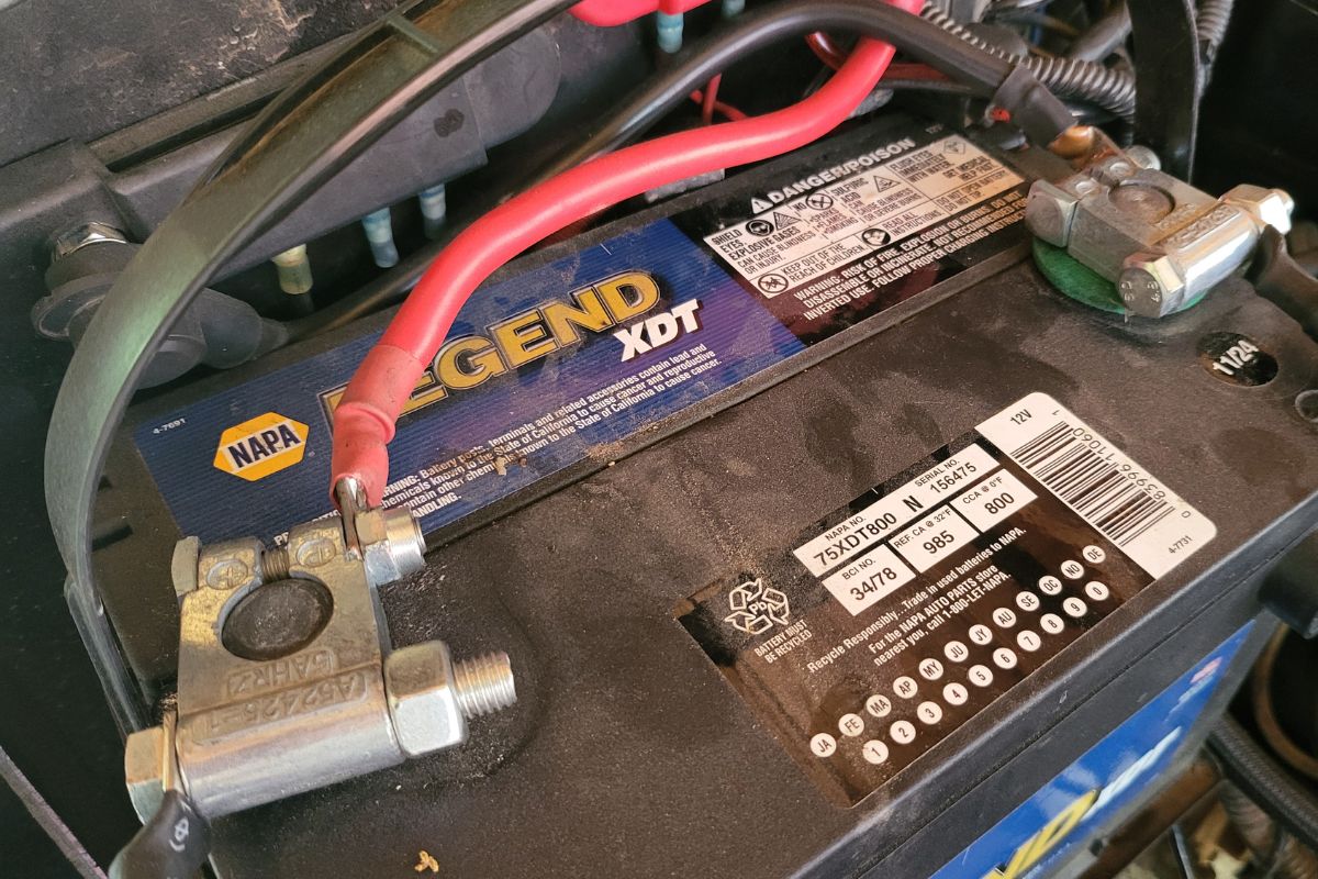 Jeep CJ battery terminals and battery