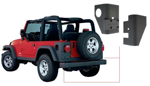 Black Trail Armor Rear Corners For 1997-2006 Jeep Wrangler 2-Door Works With Flat Style Or Factory Flares, Pair Bushwacker