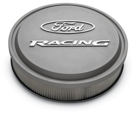 Slant-Edge Alunimum Air Cleaner Kit Gray Crinkle Raised/Milled Emblems 13 Inch Ford Racing