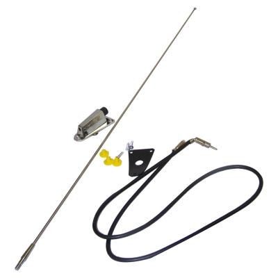 Chrome Antenna Kit for 1975-1995 Jeep CJ's & YJ Wrangler, Includes Bracket Crown Automotive