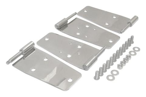 Door Hinge Set, Left & Right Front Upper & Lower Door Side Polished Stainless Steel Set Of 4 w/Hardware RT Off Road