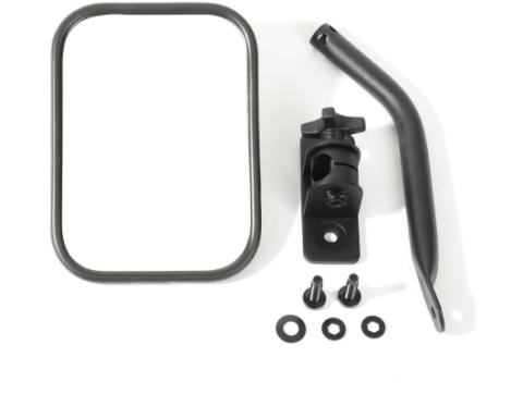 Quick Release Mirror Rectangular Textured Black 97-18 Wrangler Rugged Ridge