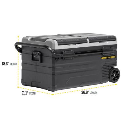 Basecamp 75L Fridge/Freezer Dual Zone Fridge Outside Dimensions 36.9 inch Long x 18.3 Inch Tall x 21.1 Inch Wide Smittybilt