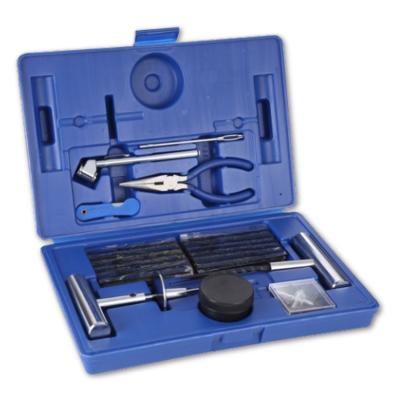 Bulldog Winch 60-piece tire repair kit with plug tools, valve cores, and blow molded case