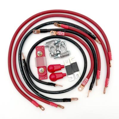 1987-1990 Jeep Wrangler YJ Battery Cable Kit 2.5 Liter 2 Gauge Battery Cable w/Black Red/Spyder Wrap Big7Kits