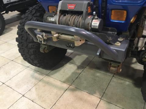 Jeep Stubby Front Bumper w/Bull Bar Bare Steel For 76-87 Jeep CJ7 81-85 Jeep Scrambler Wizard Works Offroad