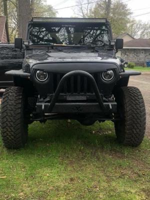Jeep Stubby Front Bumper w/Stinger Bare Steel For 76-87 Jeep CJ7 81-85 Jeep Scrambler Wizard Works Offroad