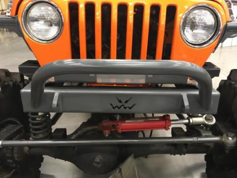 Jeep YJ Stubby Front Bumper w/Bull Bar Bare Steel For 87-95 Wrangler YJ Wizard Works Offroad