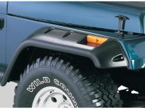 Black Jeep Cutout Style Textured Finish 4-Piece Fender Flare Set For 1987-1995 Jeep Wrangler YJ (Excludes Renegade) Bushwacker