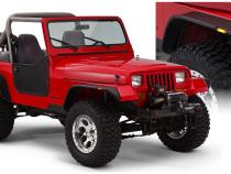 Black Jeep Flat Style Textured Finish 4-Piece Fender Flare Set For 1987-1995 Jeep Wrangler YJ (Excludes Renegade) Bushwacker
