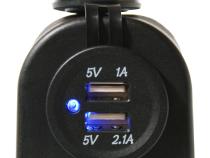 USB Power Socket Dual 5V 1A and 2.1A W/Cover and 3 Mounting Brackets Bulldog Winch