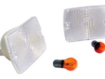Clear Parking Lamp Set (2) w/ 2 Amber Bulbs for 87-93 Jeep YJ Wrangler RT Off Road