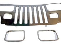 Stainless Steel Grille Applique w/ Chrome Bezels for 87-95 Jeep YJ Wrangler RT Off Road