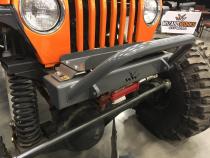 Jeep Stubby Front Bumper w/Bull Bar Bare Steel For 76-87 Jeep CJ7 81-85 Jeep Scrambler Wizard Works Offroad