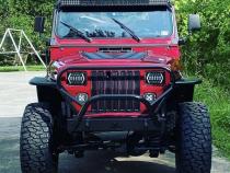 Jeep TJ Stubby Bumper with Grill Hoop Bare Steel For 97-06 Jeep Wrangler TJ Wizard Works Offroad