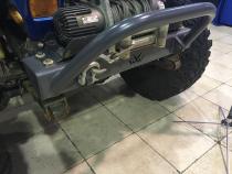 Jeep TJ Stubby Front Bumper w/Bull Bar Bare Steel For 97-06 Jeep Wrangler TJ Wizard Works Offroad
