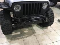 Jeep TJ Stubby Front Bumper w/Bull Bar Bare Steel For 97-06 Jeep Wrangler TJ Wizard Works Offroad