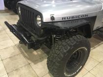 Jeep TJ Stubby Front Bumper w/Bull Bar Bare Steel For 97-06 Jeep Wrangler TJ Wizard Works Offroad
